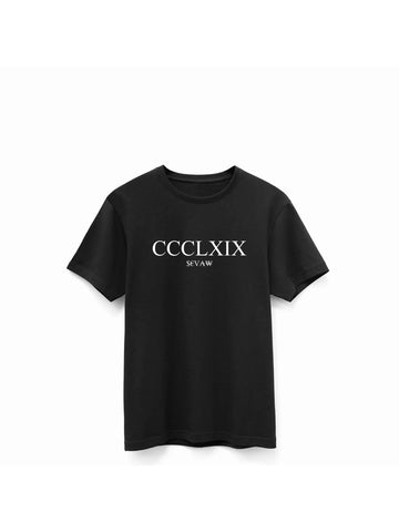 369 ROMAN NUMERALS T-SHIRT - BLACK